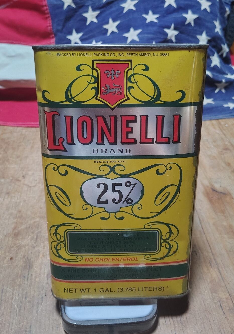 Vintage Lionelli Olive Oil Advertising Tin Empty For Display Kitchen Decor